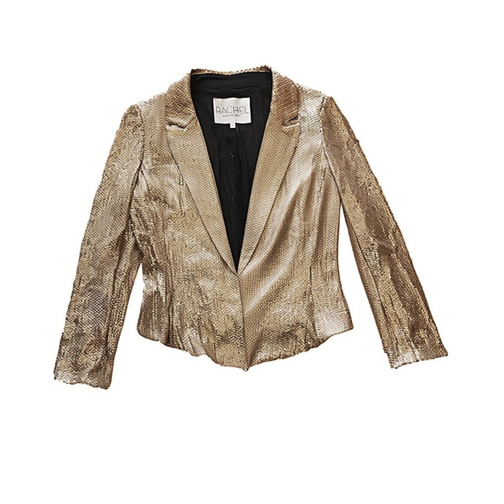 Sequins Jacket by Rachel Roy - Soft Gold with black spatter finish. Size 6